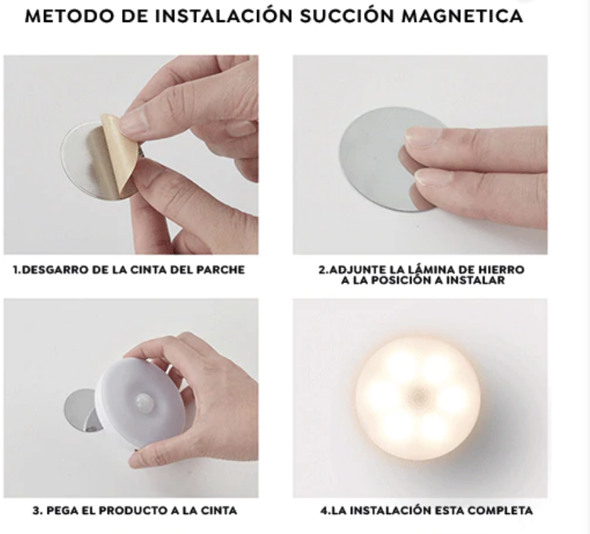 Luz led nocturna magnética con sensor de movimiento 6 bombillos leds